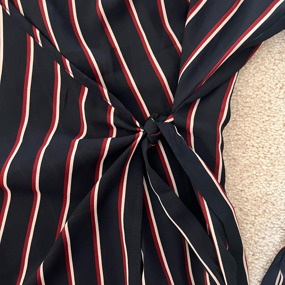 Moa Moa Navy Striped Flowy Wrap Top - Picture 3 of 4